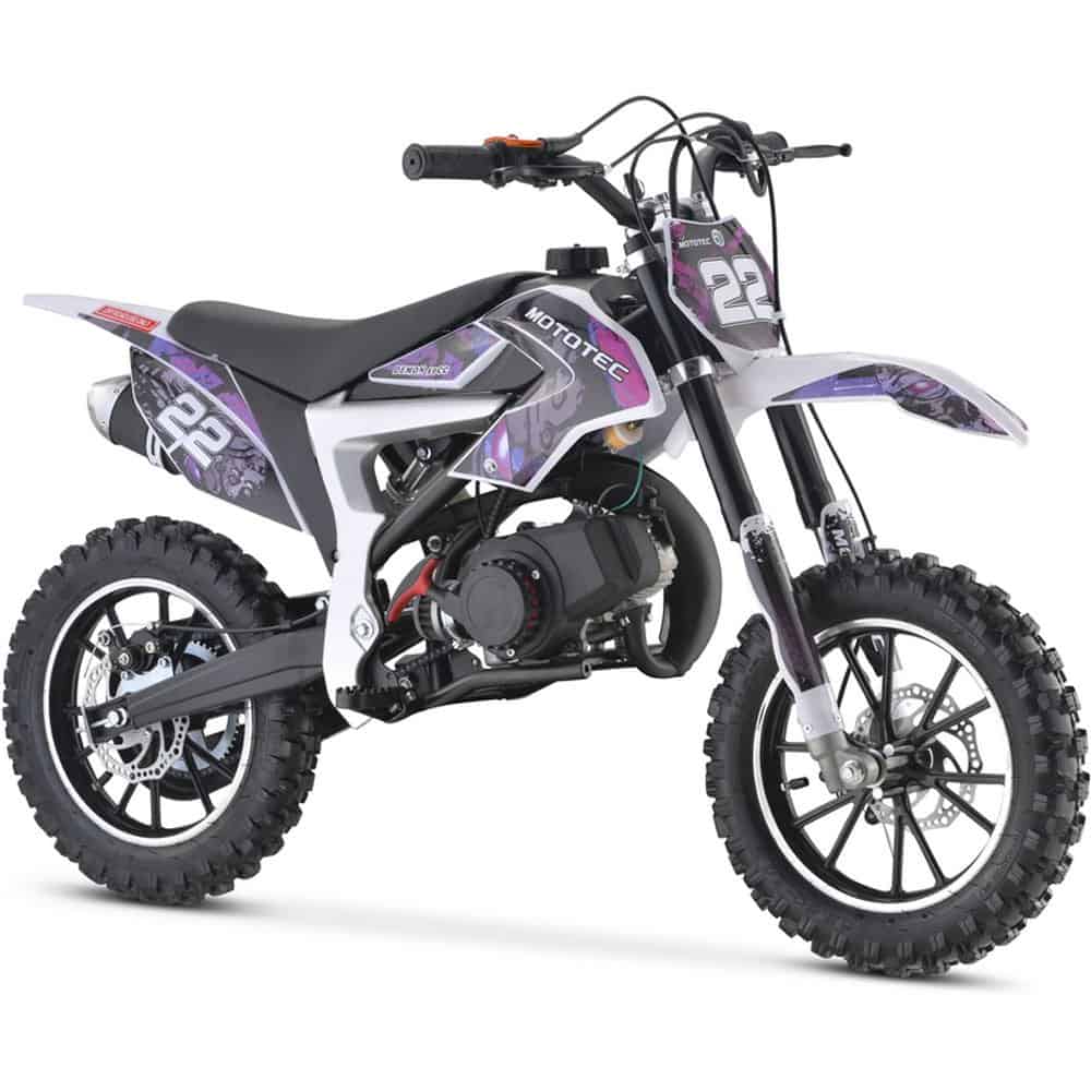 MotoTec 50cc Demon Kids Gas Dirt Bike Purple