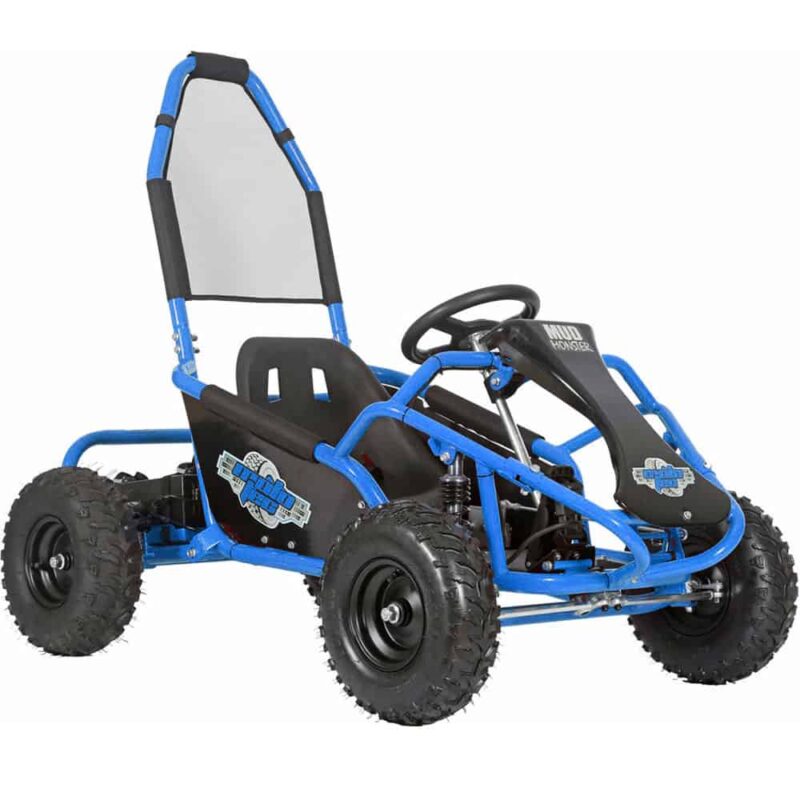 MotoTec Mud Monster Kids Gas Powered 98cc Go Kart Full Suspension Blue_2
