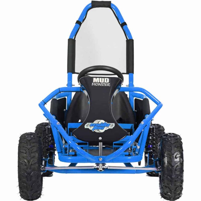 MotoTec Mud Monster Kids Gas Powered 98cc Go Kart Full Suspension Blue_4