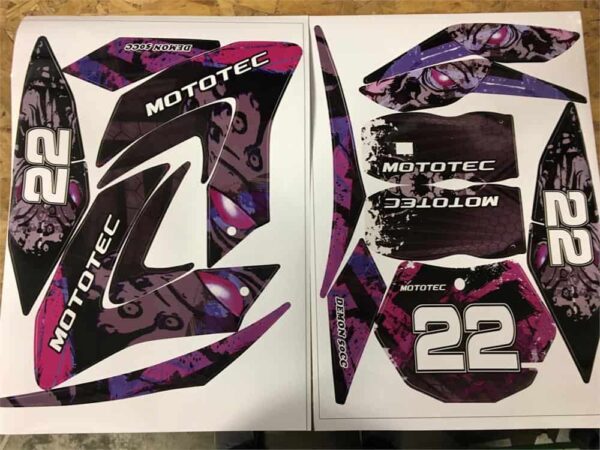 MotoTec 50cc Demon Purple Sticker Kit