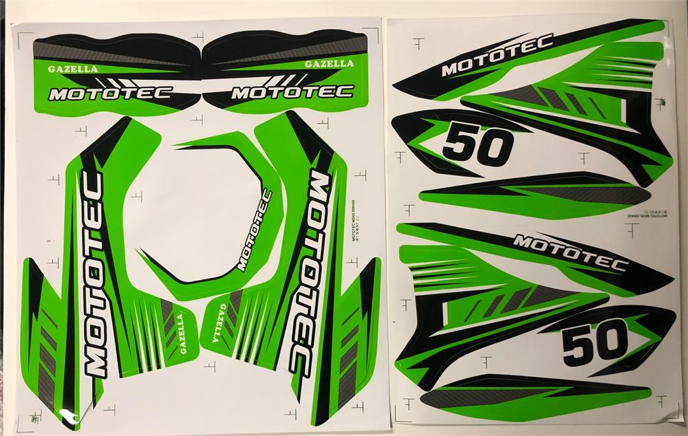 MotoTec Dirt Bike Gazzela Sticker Kit Green Toy Store Discount