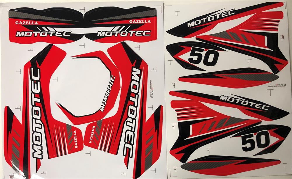 MotoTec Dirt Bike Gazzela Sticker Kit Red Toy Store Discount