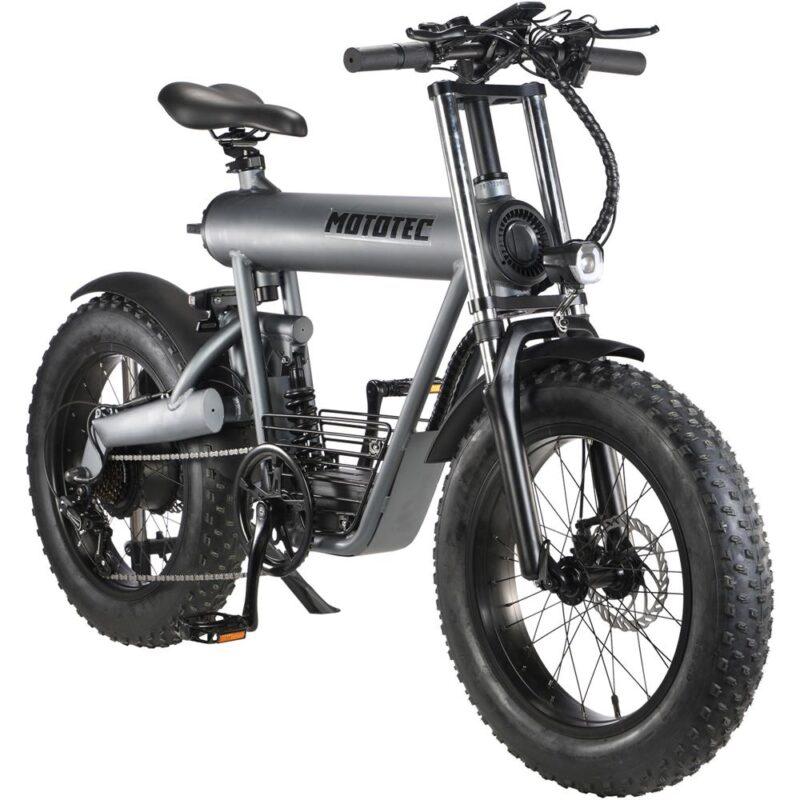 MotoTec Roadster 48v 500w Lithium Electric Bicycle Grey_2